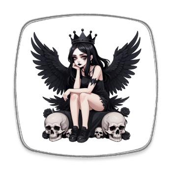 Dark Gothic Gothic Fairy with Wings - Square fridge magnet - white - Front
