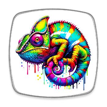 Chameleon - Square fridge magnet - white - Front