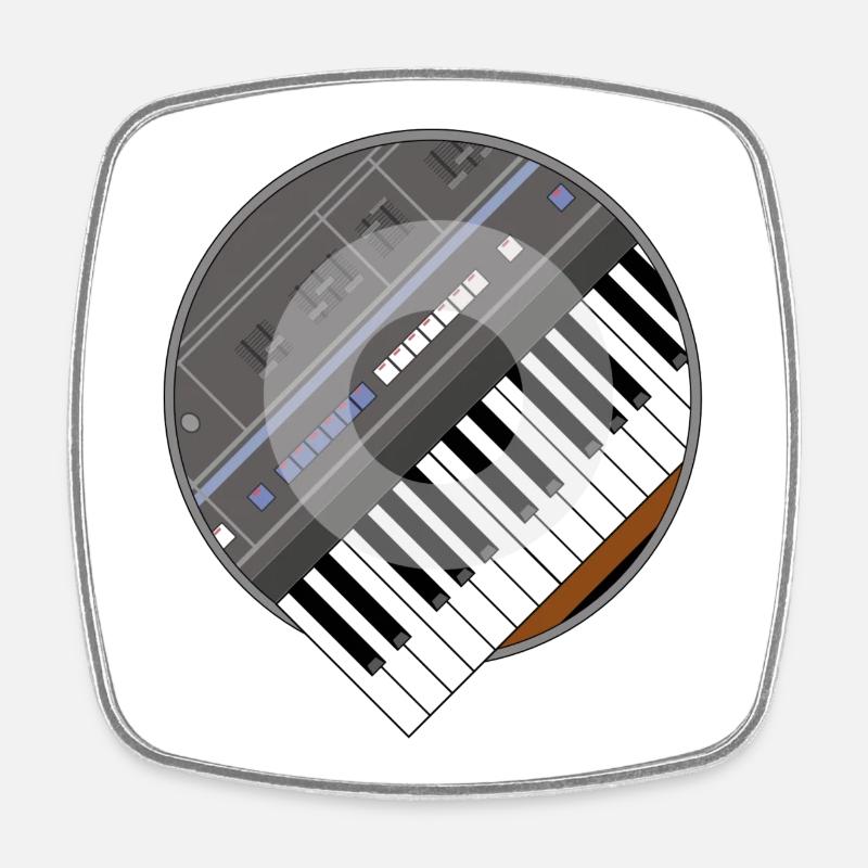 electro synth - Square fridge magnet - white