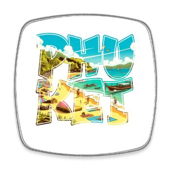 Phuket Thailand beach vacation design - Square fridge magnet - white - Front