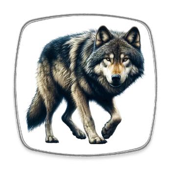 Loup - Magnet carré - blanc - Devant