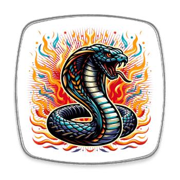 motif de serpent cobra coloré avec flammes - Magnet carré - blanc - Devant
