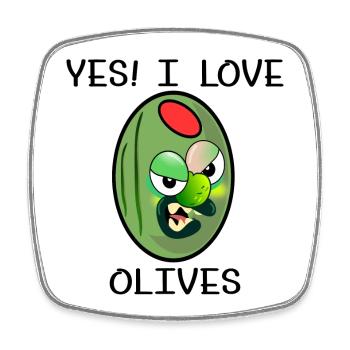 I LOVE OLIVES CARTOON - Square fridge magnet - white - Front