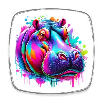 Hippopotamus - Square fridge magnet - white - Front