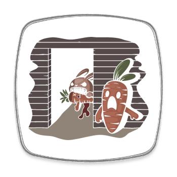 Karotten-Serienmörder-Kaninchen - Viereckiger Kühlschrankmagnet - Weiß - Vorne