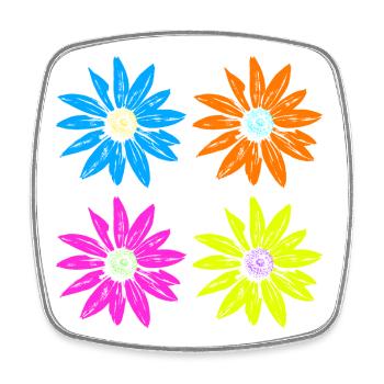 Blumen Pop Art vier Farben - Viereckiger Kühlschrankmagnet - Weiß - Vorne