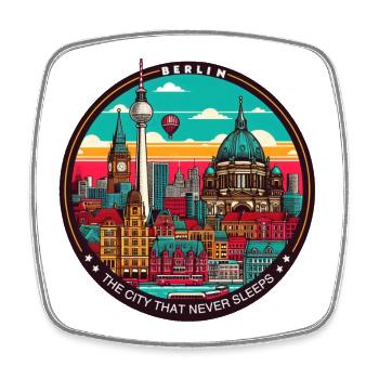 Berlin the city that never sleeps - Square fridge magnet - white - Front