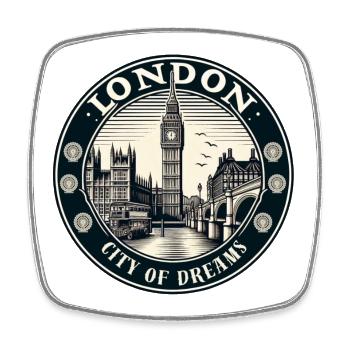 London - Viereckiger Kühlschrankmagnet - Weiß - Vorne