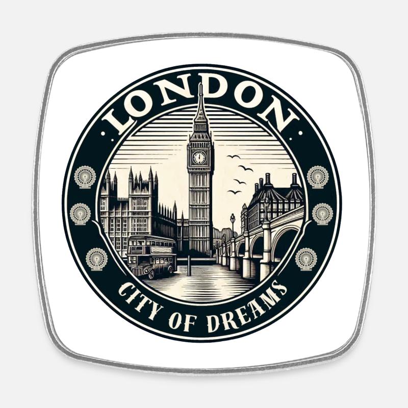 London - Square fridge magnet - white