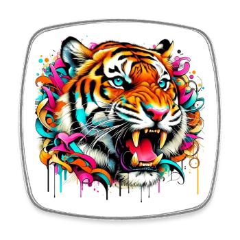 Tiger - Square fridge magnet - white - Front