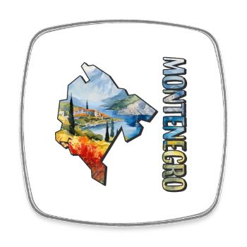 Watercolor Map Montenegro - Square fridge magnet - white - Front