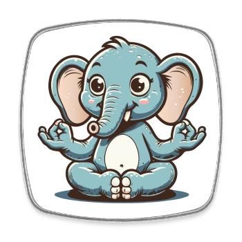 Cute blue elephant doing yoga - Square fridge magnet - white - Front