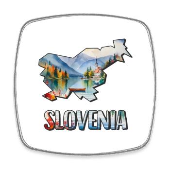 Aquarell Landkarte Slowenien - Viereckiger Kühlschrankmagnet - Weiß - Vorne