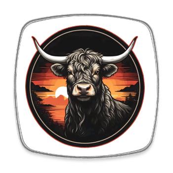 Scottish Highland Cattle Love My Highlands - Square fridge magnet - white - Front
