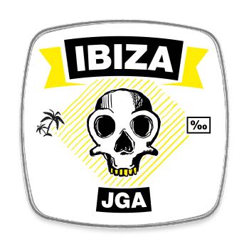IBIZA – Bachelor Party under Palm Trees - Square fridge magnet - white - Front