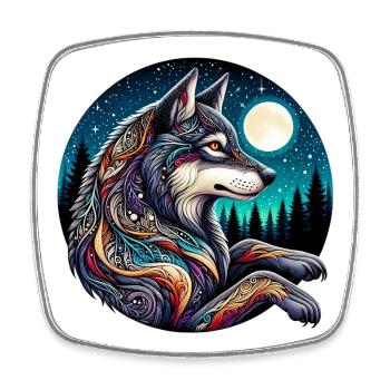Wolf - Viereckiger Kühlschrankmagnet - Weiß - Vorne