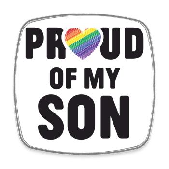 Mois de la fierté LGBTQ - Fier de mon fils - Magnet carré - blanc - Devant