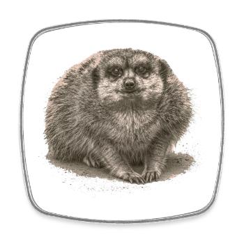 Erdmännchen sitzt im Sand - Viereckiger Kühlschrankmagnet - Weiß - Vorne