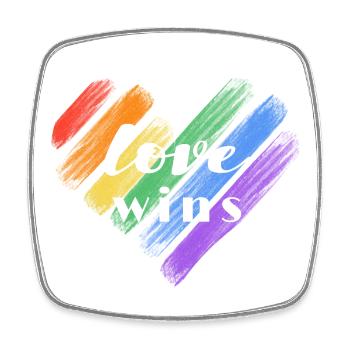 Liebe gewinnt – Regenbogenfarben - Viereckiger Kühlschrankmagnet - Weiß - Vorne