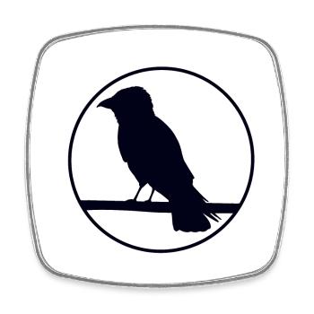 Crow on a branch - Square fridge magnet - white - Front