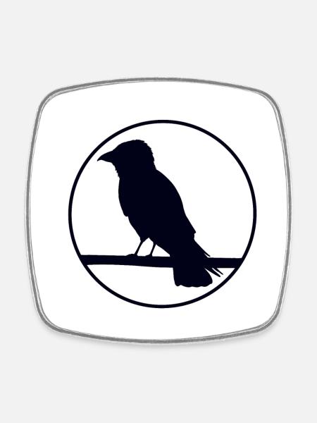 Corbeau sur une branche - Magnet carré - blanc