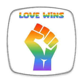 Regenbogenfaust – Liebe gewinnt - Viereckiger Kühlschrankmagnet - Weiß - Vorne