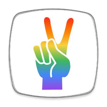 Rainbow Peace Hand Sign - Square fridge magnet - white - Front
