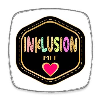INKLUSION MIT HERZ - Viereckiger Kühlschrankmagnet - Weiß - Vorne