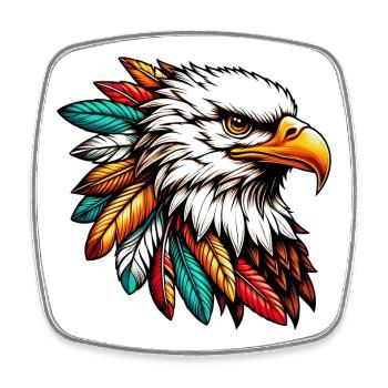 Aigle amérindien Peau rouge américaine - Magnet carré - blanc - Devant