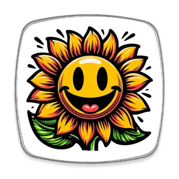 Tournesol - Magnet carré - blanc - Devant