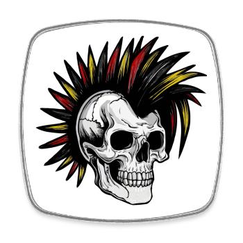 Irokese Deutschland Punker Fussballfan Skull - Viereckiger Kühlschrankmagnet - Weiß - Vorne