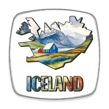Aquarell Landkarte Island - Viereckiger Kühlschrankmagnet - Weiß - Vorne