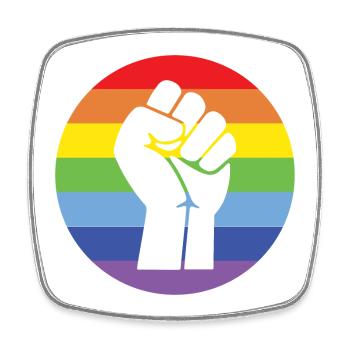 LGBTQ Pride Month - Fighting for LGBTQIA+ Equality - Square fridge magnet - white - Front