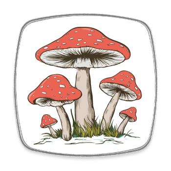 Champignon vintage - Magnet carré - blanc - Devant
