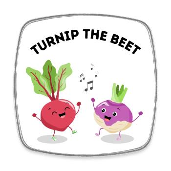 Turnip the beet - Tanzendes Gemüse - Viereckiger Kühlschrankmagnet - Weiß - Vorne