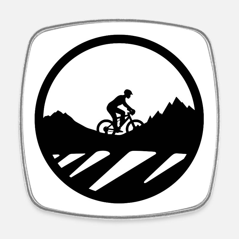 Dessin de cycliste de vélo de montagne - Magnet carré - blanc
