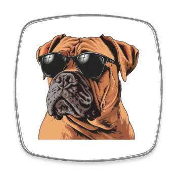 Bullmastiff, Dog, Sunglasses, Summer - Square fridge magnet - white - Front
