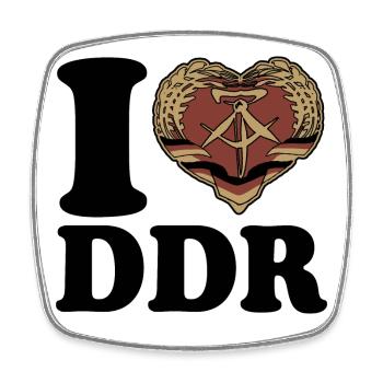 I Love DDR - Herz - Ostalgie - Viereckiger Kühlschrankmagnet - Weiß - Vorne