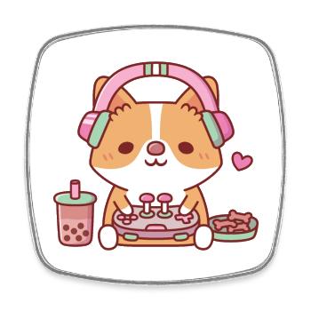 Süßer Corgi liebt es, Videospiele zu spielen - Viereckiger Kühlschrankmagnet - Weiß - Vorne