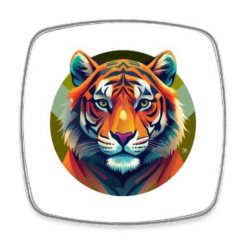 Tiger Geometric Vibrating - Square fridge magnet - white - Front