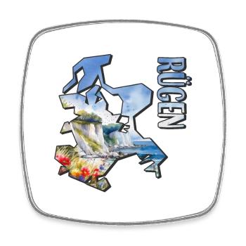 Aquarell Landkarte Rügen - Viereckiger Kühlschrankmagnet - Weiß - Vorne