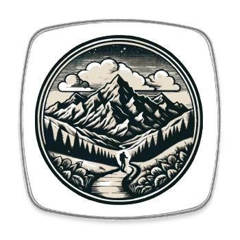 Berglandschaft mit einem Wanderer auf einem Pfad - Viereckiger Kühlschrankmagnet - Weiß - Vorne