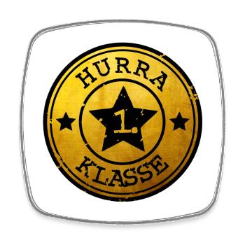 Hurrah 1st Class - Star Emblem gold black - Square fridge magnet - white - Front