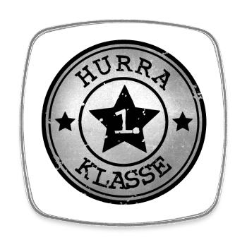 Hooray 1st Class - Star Emblem - Silver Black - Square fridge magnet - white - Front