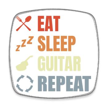 Eat Sleep Guitar Repeat - Square fridge magnet - white - Front