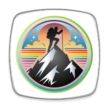 Montagnes avec un alpiniste au sommet - Magnet carré - blanc - Devant