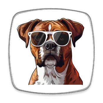 Deutscher Boxer, Hund, Sonnenbrille, Sommer - Viereckiger Kühlschrankmagnet - Weiß - Vorne