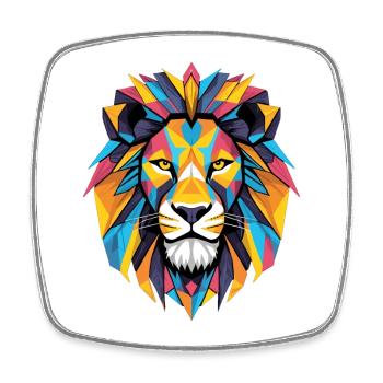 Lion Lion Head Geometric Geometry Colorful Gift - Square fridge magnet - white - Front