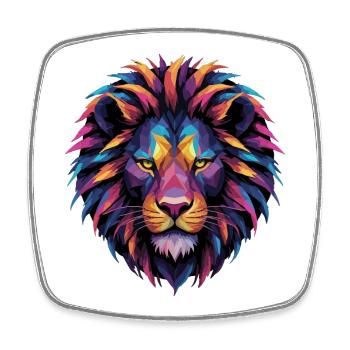 Lion Lion Head Geometric Geometry Colorful Gift - Square fridge magnet - white - Front