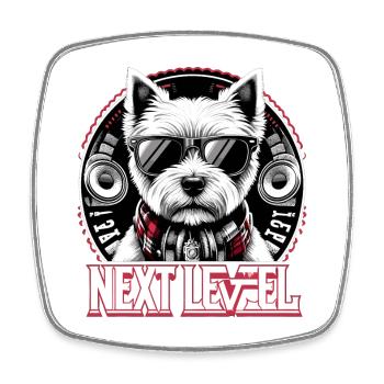 West Highland White Terrier Next Level Hip Hop - Square fridge magnet - white - Front